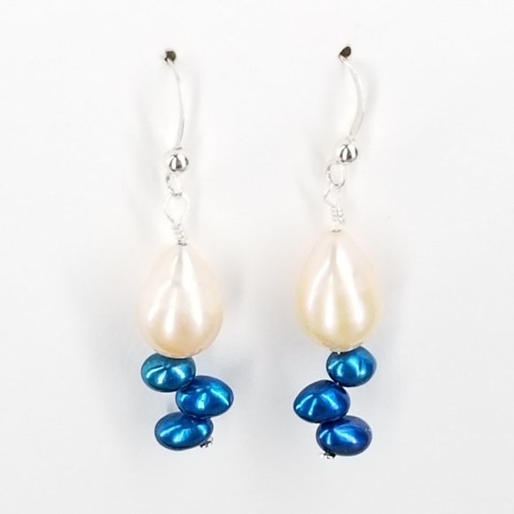 Genuine Pearl and Sterling Silver Drop Earrings - Picture 7 of 9